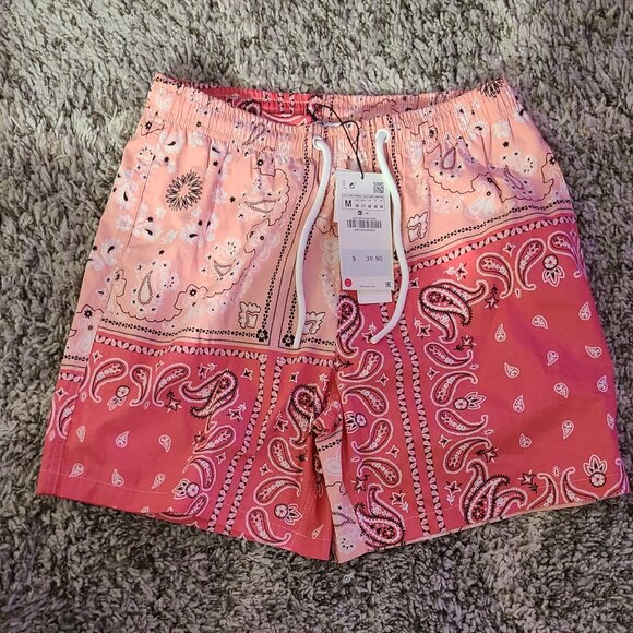 ZARA Men's Pink and White Shorts SIZE M 8574/307/600 - Picture 1 of 2